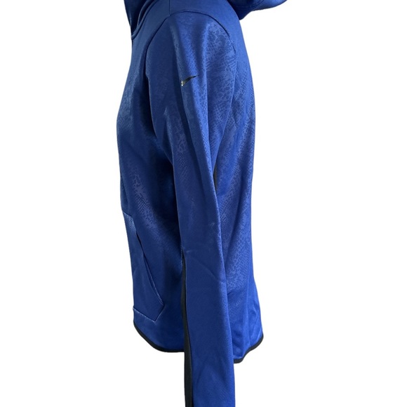 Women’s Nike Therma Fit Simple Swoosh Logo Patterned Full Zip Hoodie Sz S Blue - Picture 4 of 6